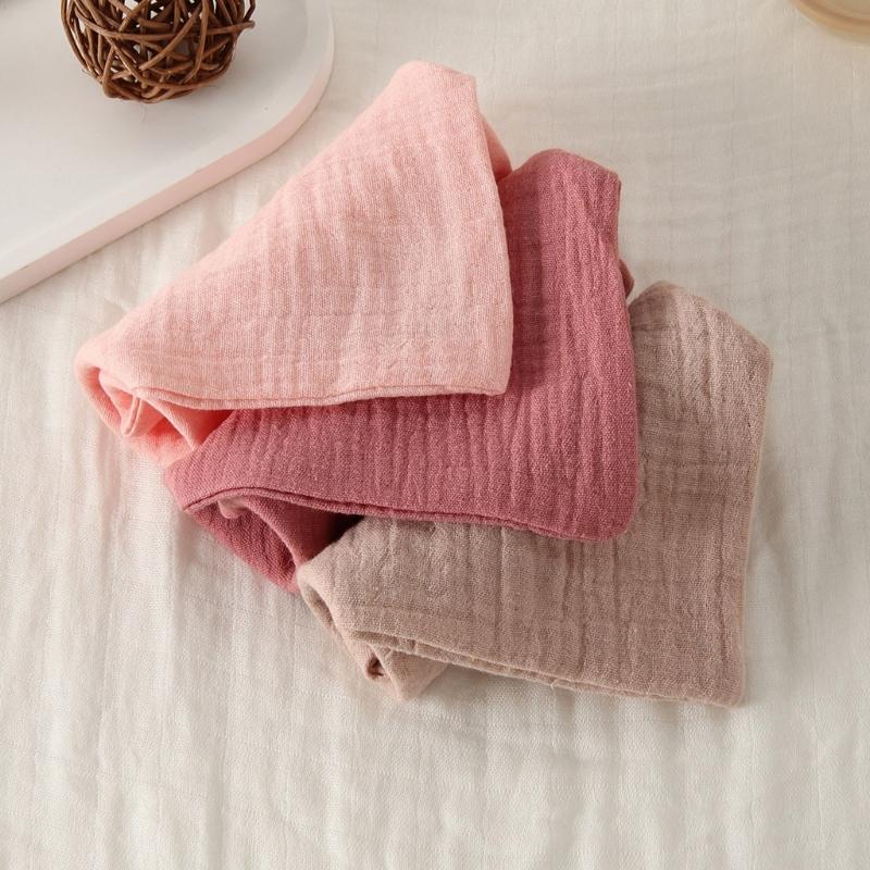 3PCS Cotton Handkerchief Face Towel 4-Layer Gentle and Absorbent Drooling Bib Mouth Wipe Cloth for Bathing and Feeding