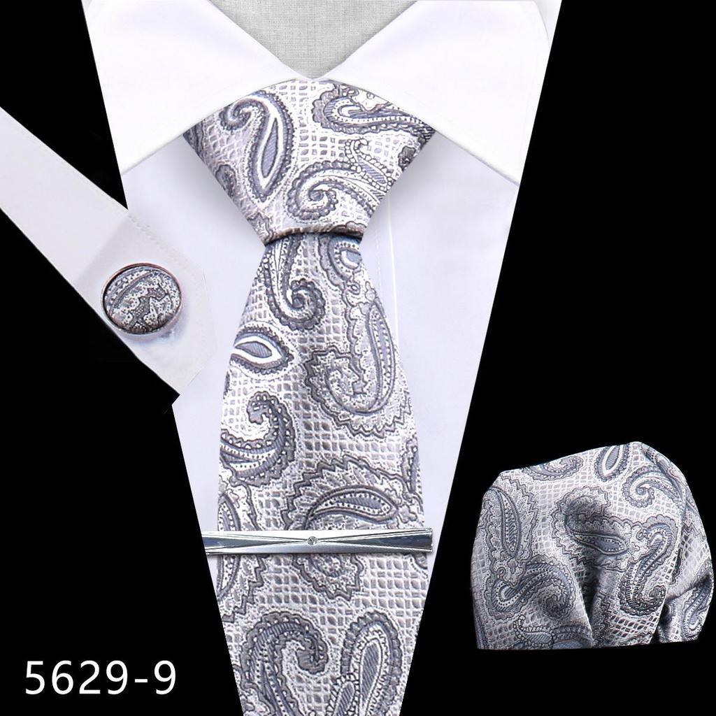 Men's Premium Polyester Tie, Pocket Square & Cufflink Set for Formal Events
