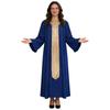 S-XXL Women Choir Robe Flared Long Sleeve Ruffled Trim Color Block Sash Long Priest Cassock for Church Activities