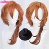 Hochwertige Anime Chuuya Nakahara Chuuya Cosplay Perücke 55cm Orange Farbverlauf Hitzebeständig Synthetisches Haar Party Perücken + Perückenkappe