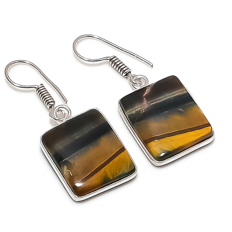 

Tiger Eye Handmade 925 Sterling Silver Jewelry Earring 1.46 y1G03