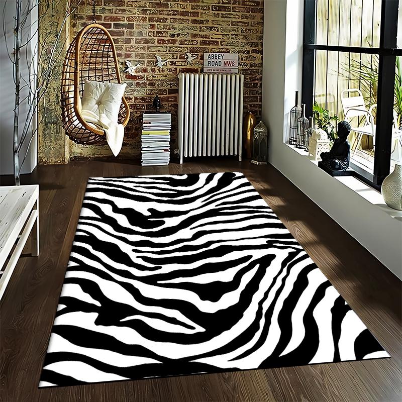 Zebra Striped Black and White carpet Non-slip rug suitable for living room and bedroom sofas
