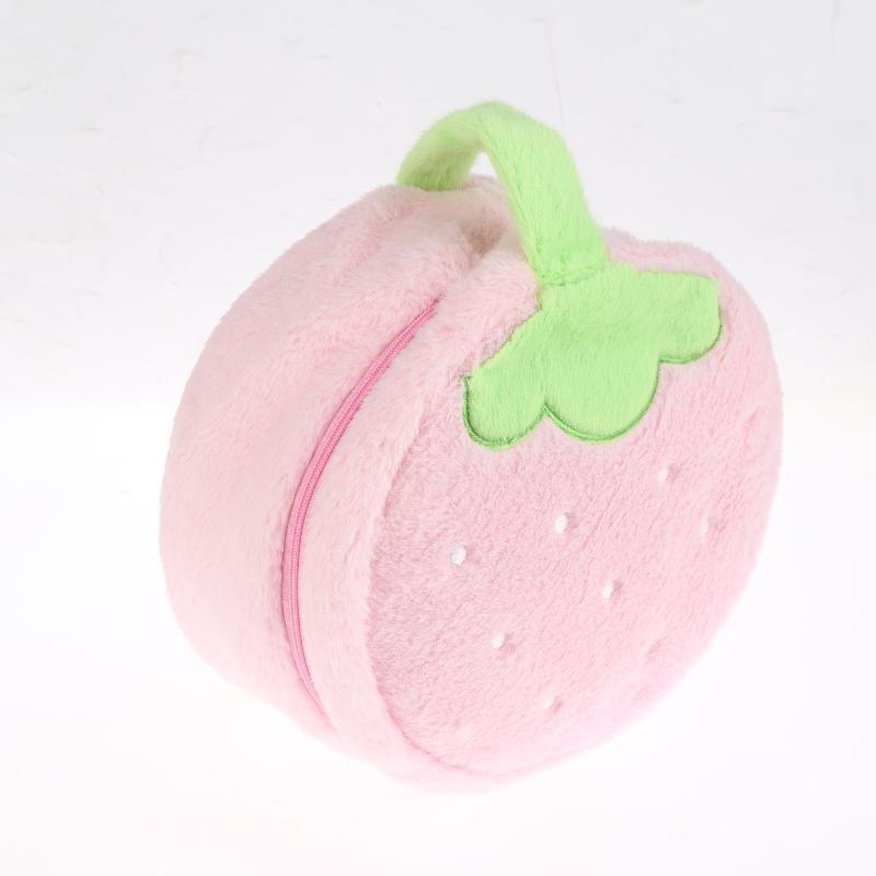 Lovely Strawberry Plush Cosmetics Bag Large Capacity Makeup Bag Sweet Simulation Fruits Storage Bag Toiletry Bags For Girls