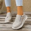 Women's Wide Width Round Toe Lace-Up Sneakers - Two-Tone Color Block Casual Flats for Fall, Fashion Breathable Walking Shoes