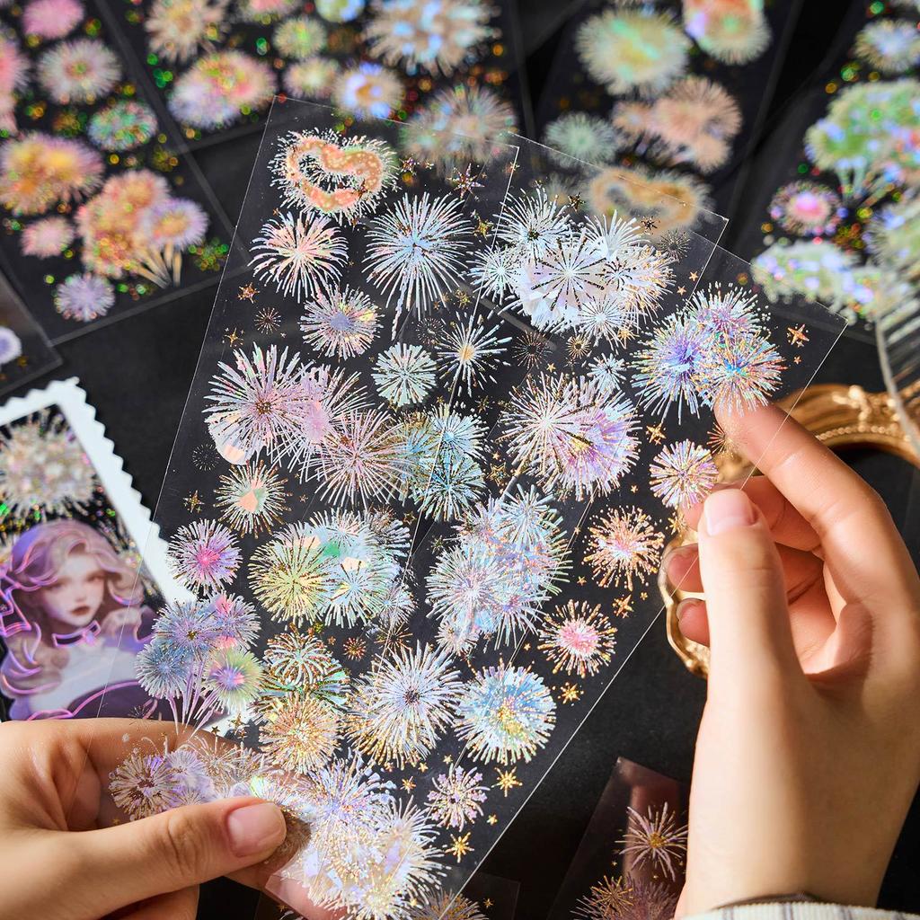 Flat Stickers Are As Gorgeous As The Day Series of Fireworks Theme Hand Account Bottoming Decorative Material Stickers
