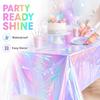 Laser Rainbow Party Disposable Tablecloth – Rectangular Mantel De Mesa Cover for Weddings, Birthdays & Home Decor Decoration