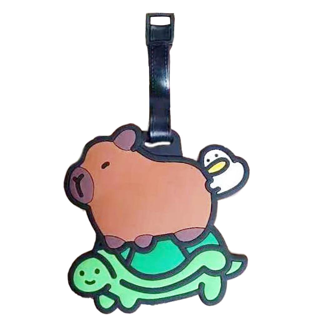 Unique Capybara Bag Pendant Cartoon Luggage Label PVC Identifier Japanese Kawaii Culture Inspired Portable Label
