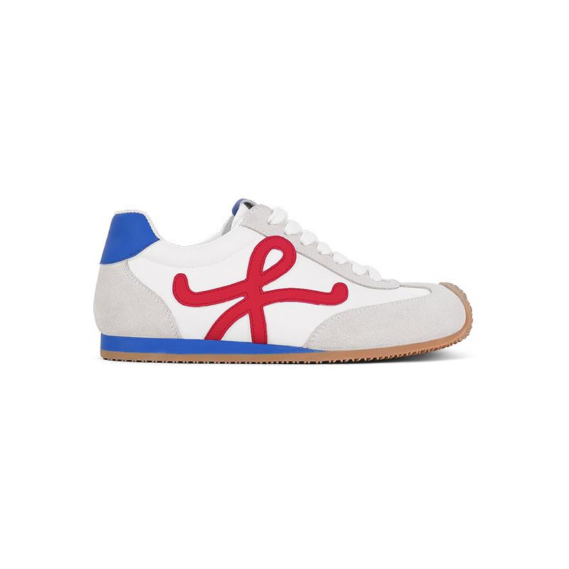 [Shei Su Yinyin] Tilted Head Cute~ Retro Lace-up Casual Sports Little White Shoes Women's Moral Training Forrest Gump Shoes