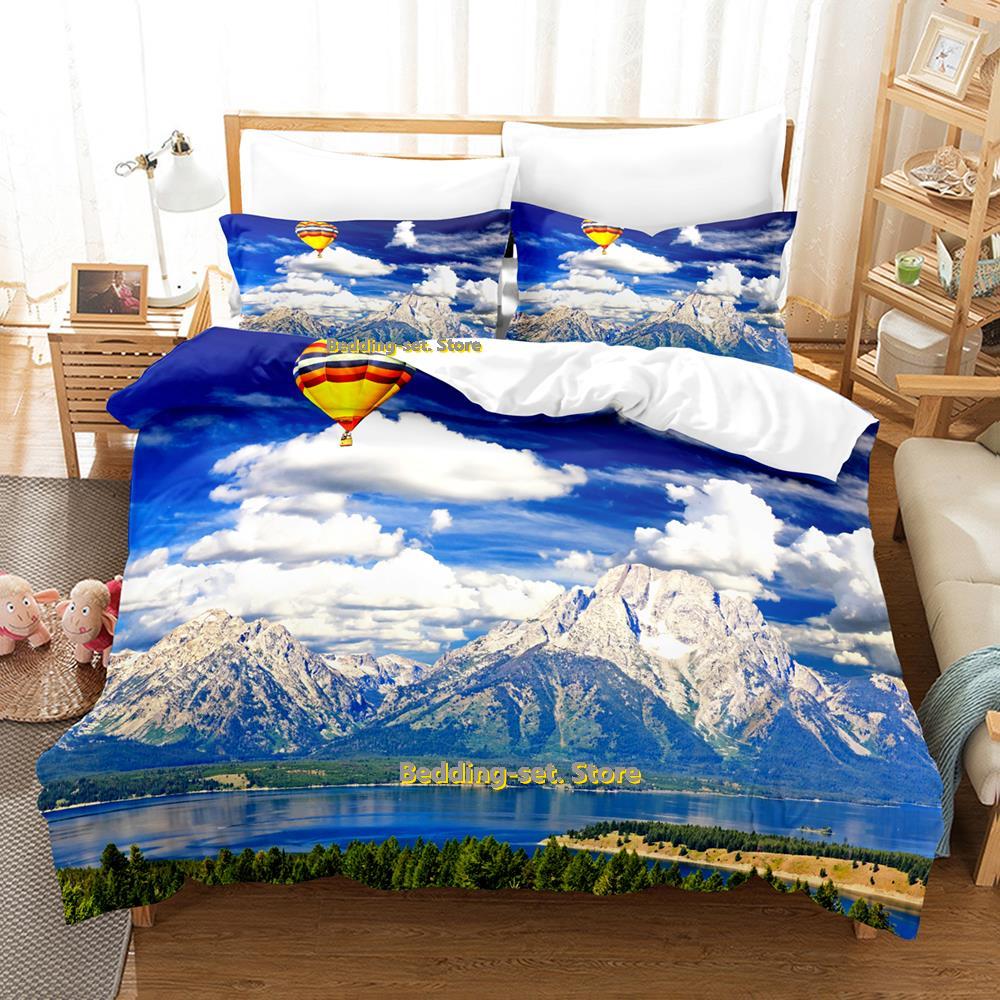 Comforter Air Balloon Bedding Set Single Twin Full Queen King Size Bed Set Adult Kid Bedroom Three-Piece Suits 3D Anime Bed Sheet