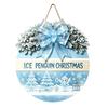 Decorative Pine Cone Sign Christmas Wooden Welcome for Front Door, Round Hanging Ornament with Solid Wood Plate Artificial Branches & Bow Decor