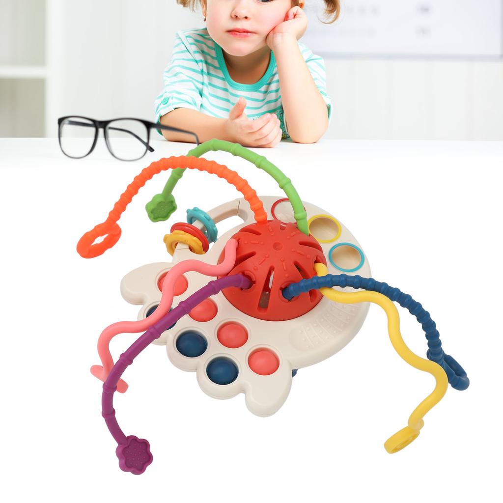 Pull String Teething Toy Portable Colorful Fine Motor Skills Development Baby Sensory Toy for Home Travel Gift