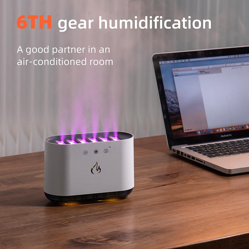 900ml Est Rgb Pickup Humidifier Sound Control Air Humidifier With Colorful Night Light Flame Air Diffuser