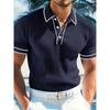 Nueva llegada: Polo de verano para hombre de manga corta con cuello a rayas de bloques de color