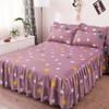 Floral Bedspread Brushed Sanding Bed Skirt King Queen Size Soft Comfortable Double Layer Bed Cover for Cozy Sleep