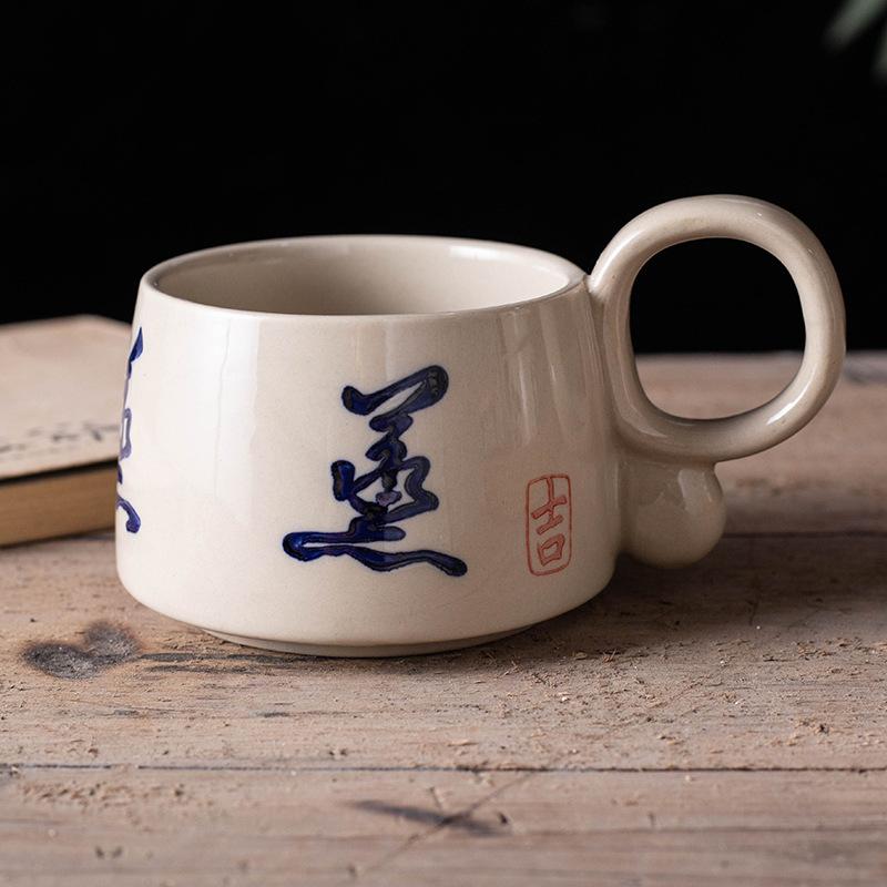 Retro simple Chinese ins style mug, breakfast creative home pastoral ceramics personalized water cup coffee cup