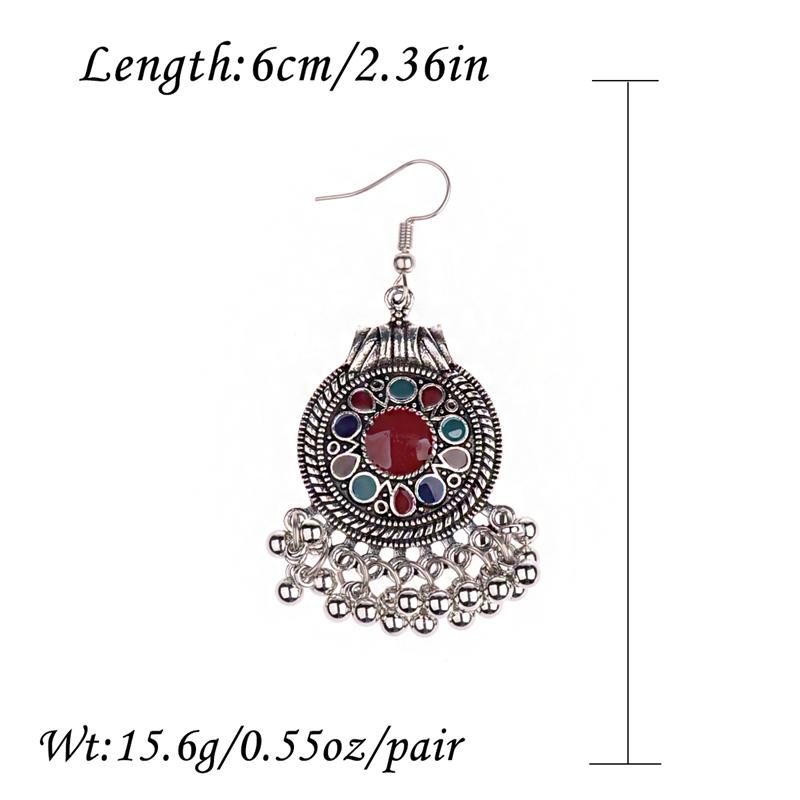 TopHanqi Indian Earring For Women Antique Ethnic Copper Color Small Bells WaterdropTassel Earrings Turkish Tribal Gypsy Zircon