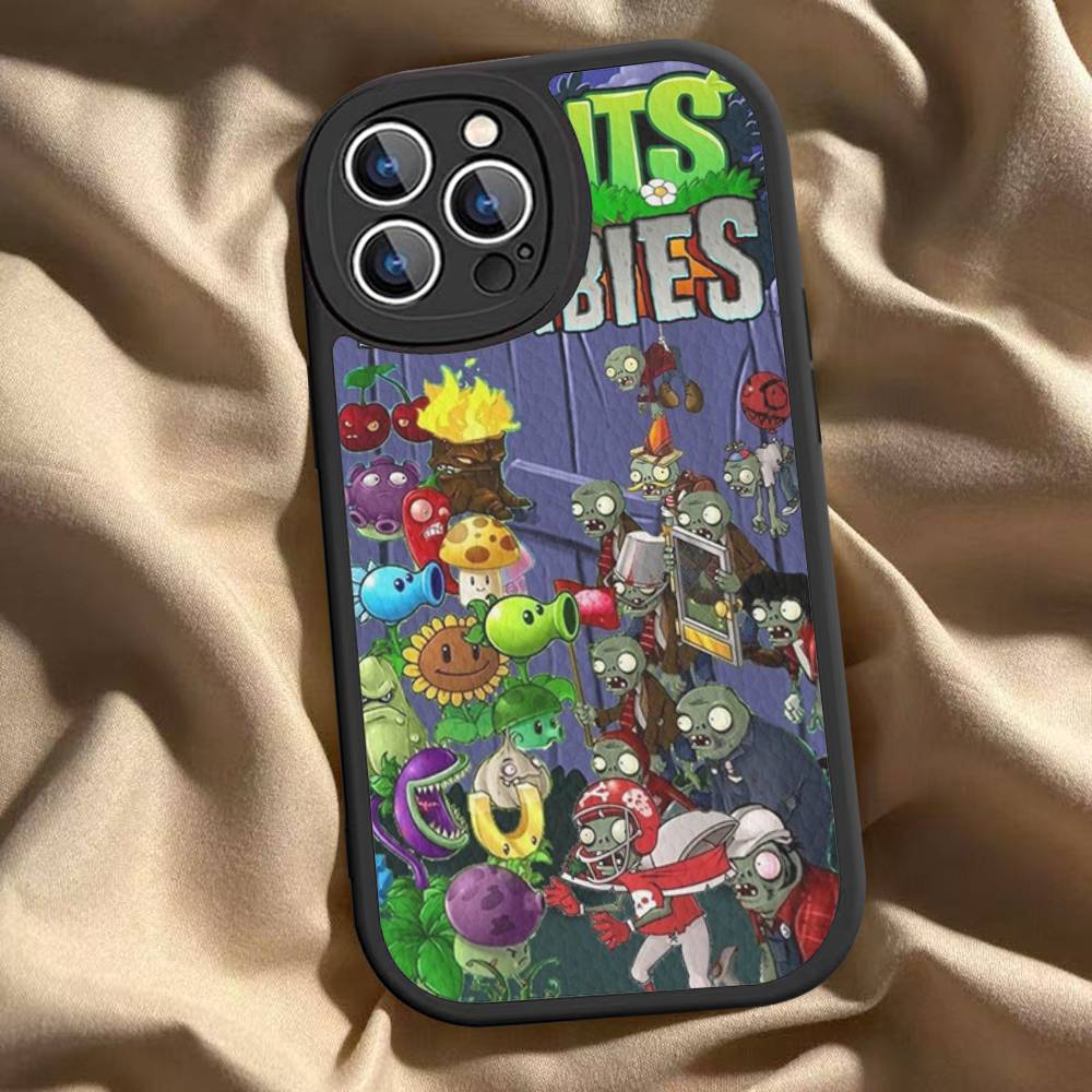 Game P-Plants Z-Zombies Phone Case For IPhone 16 15 14 13 Pro Max 11 12 Plus Leather Silicone Cover