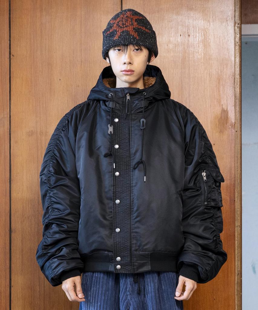 Glack Gj107 Reworked N2B Nylon Short Parka (Black)
