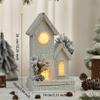 Vánoční osvětlená zimní dřevěná chýše Miniatura 14x10x26cm Vánoční ozdoba na plochu na chodbu