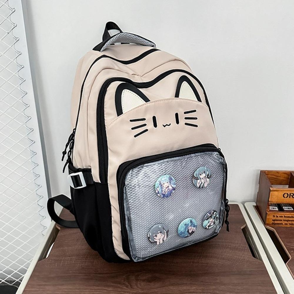 Large Capacity Cartoon Ita Bag Embroidery Student School Bag Transparent Pocket Itabag Female
