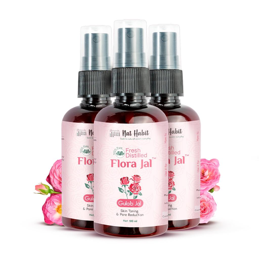 Nat Habit - 100% Pure Gulab Jal - Rose Water - Toner, Face-Mist, Astringent & Face Spray - Ayurvedic, Steam-Distilled For Oil-Control, Skin Hydrati