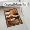 Cat Theme Crystal Velvet Rug Personalized Custom Name Text Soft Floor Mat Home Decor