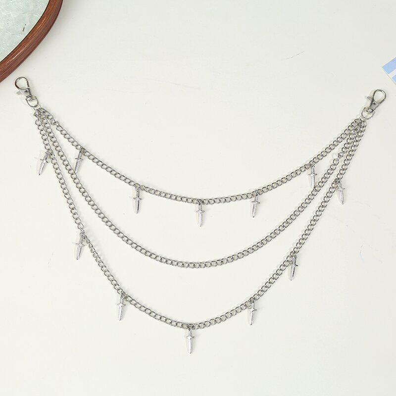 European & American Hip Hop Sword Pendant Multi-layer Metal Waist Chain