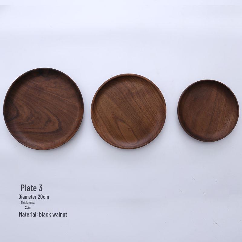 Round Black Walnut Wooden Tray for Breakfast, Pastry, Fruit, and Snacks