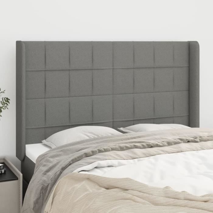 VidaXL Headboard with Ears Dark Grey 147x16x118-128 Cm Fabric3119579