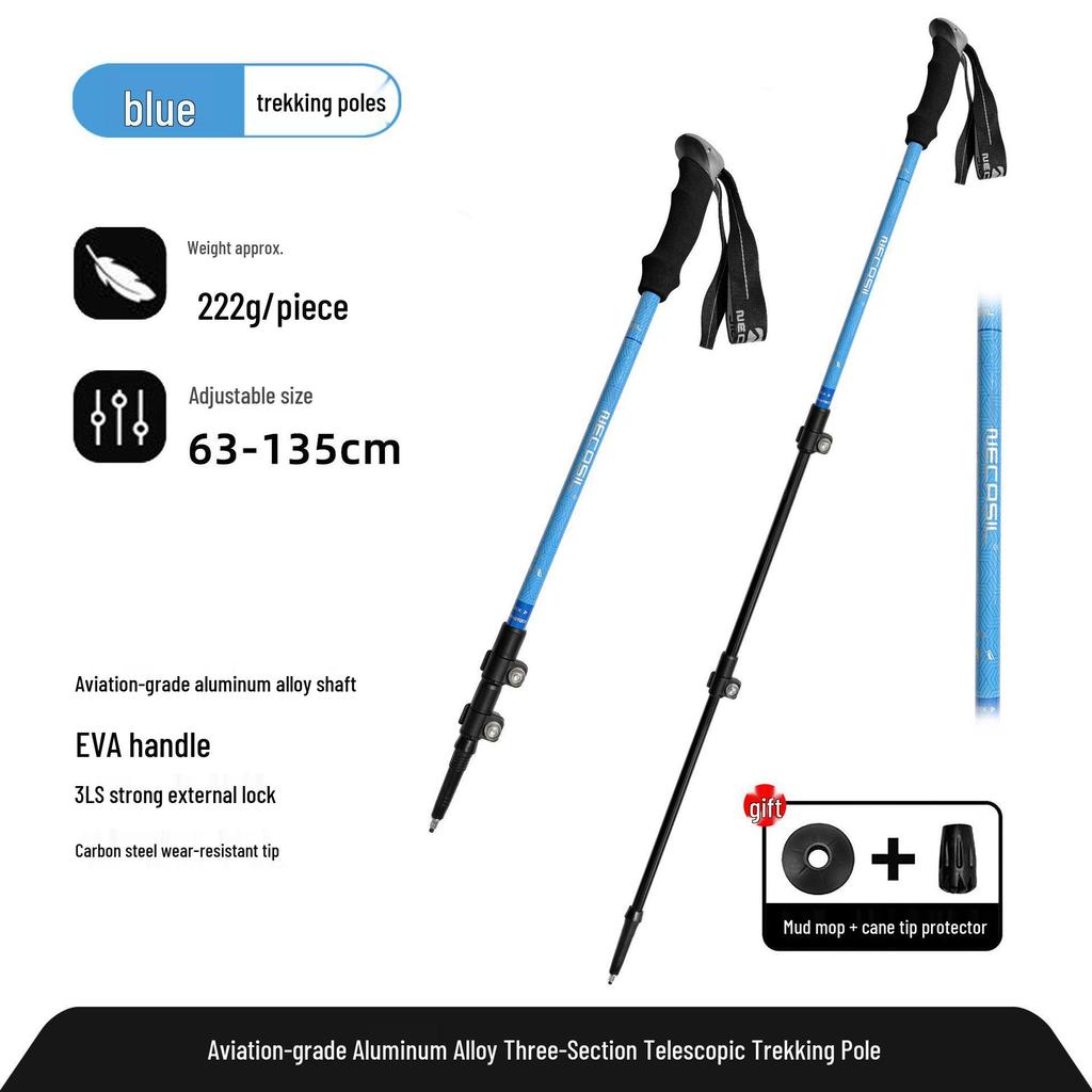 Newcastle Aluminum Hiking Poles - 3-Section Telescopic with External Lock for Outdoor Adventure