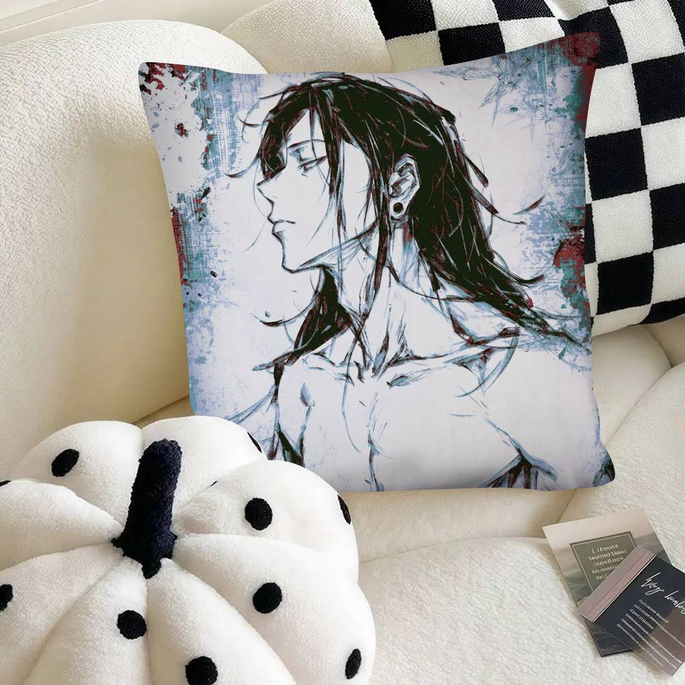 Ink Wash Hot Anime Jujutsu Kaisen Pillow Case Square Pillow Bedroom Sofa Leisure Comfort Cushion Car Home Decoration