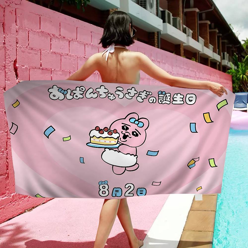 Cute cartoon pink O-Opanchu U-Usagi Microfiber Blanket Quick Drying Beach Towels Oversized Printing Super Absorbent Pool Towel