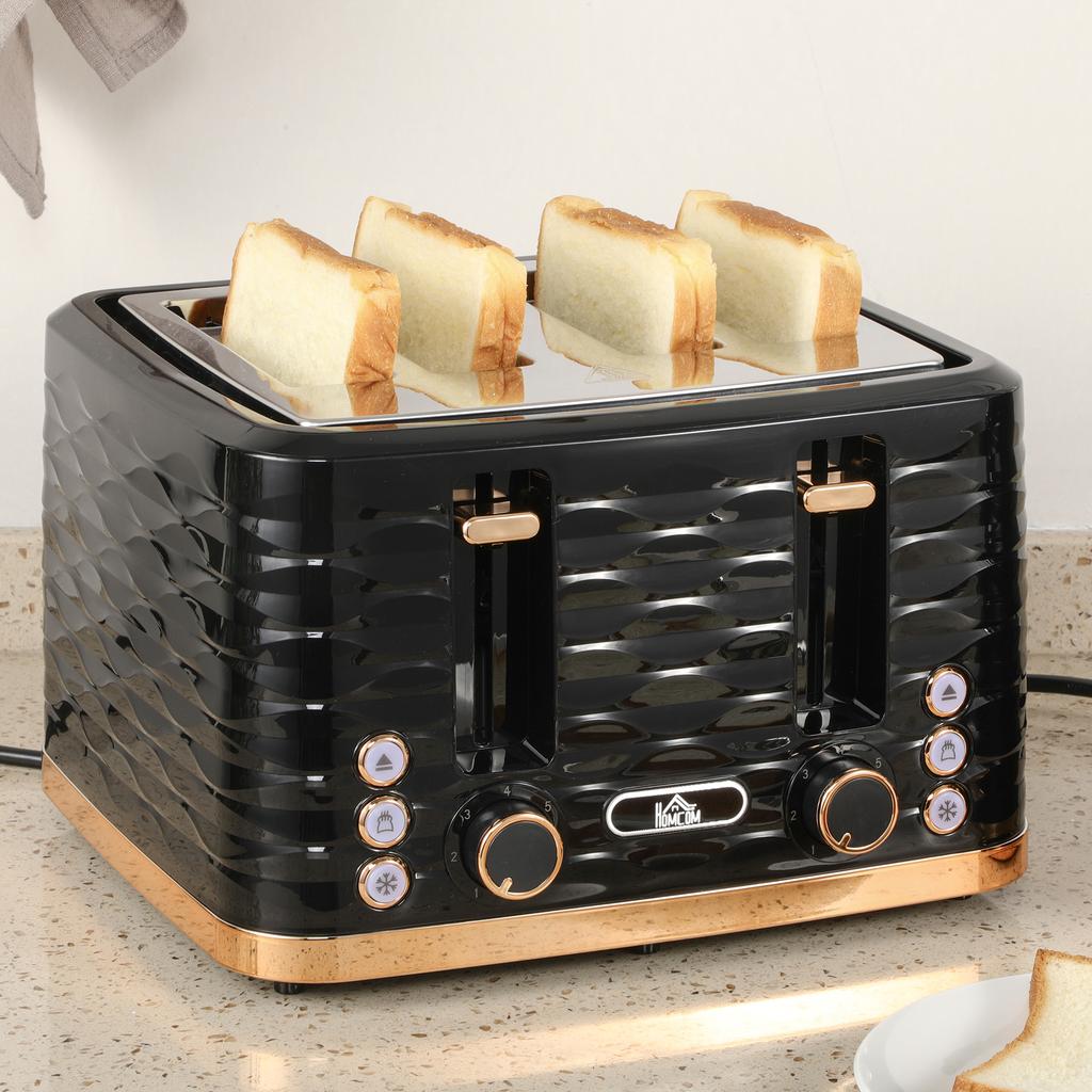 Four-Slice Rippled Toaster - Black