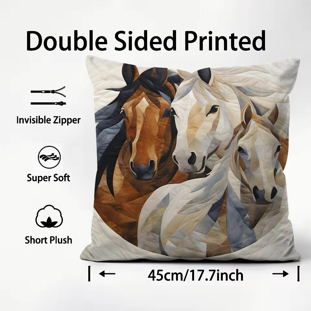 Druk Stylowy Koń Moda Poszewka na Poduszkę Pluszowa Tkanina Miękka Dwustronnie Drukowana Sofa Ciepła Zimowa Dom Dziecko Prezent Poszewka na Poduszkę