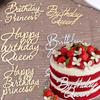 Gold Silber Acryl Kuchenaufsätze Dekorationen Happy Birthday Königin Prinzessin für Mädchen Geburtstagsparty Dessert Buchstaben Dekoration