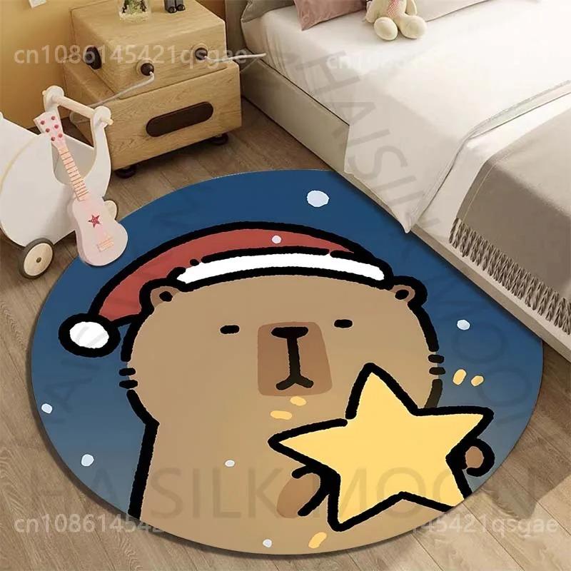 Disney Capybara Cartoon Gedruckte Runde Matte Wohnzimmer Sofatisch Schlafzimmer Boden Teppich Große Fläche Haustier Teppich Heimdeko Geschenke