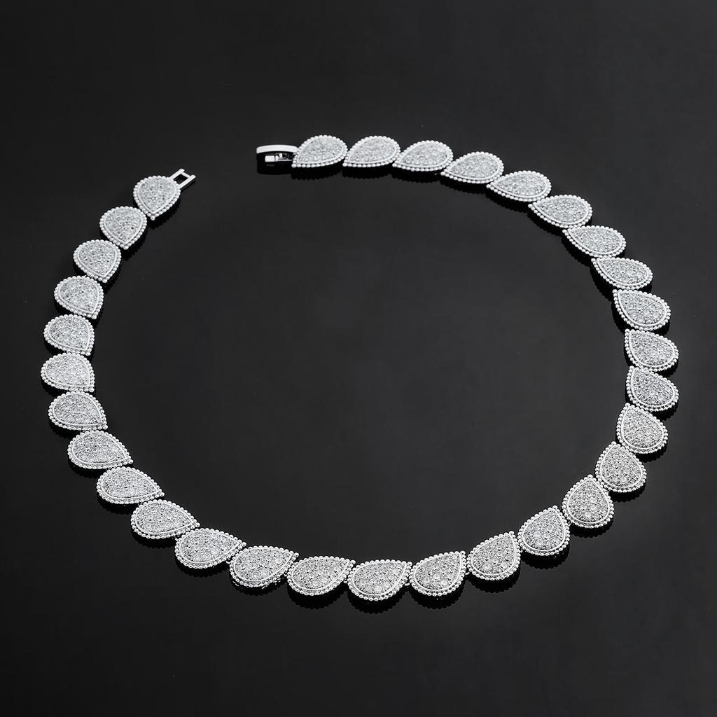 18k Gold Plated Zircon Earrings & Necklace Set - Minimalist Celebrity Style