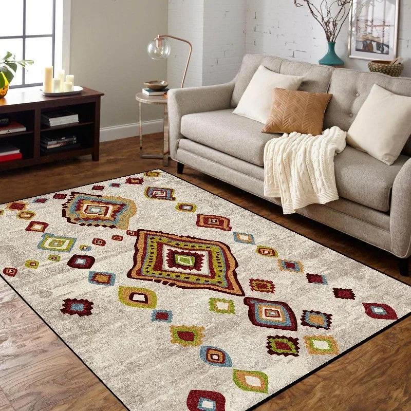 Vintage Style Morocco Luxury Living Room Carpet Ethnic Red Large Decoration Room Rug for Bedroom Soft Fluffy Lounge Floor Mat