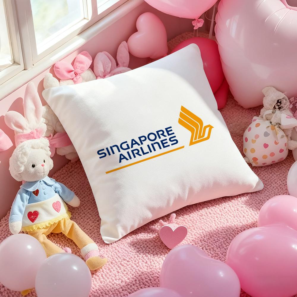 Singapore Airlines Pillow Case Plush Fabric Soft Double-Sided Printed Sofa Warm Winter Home Child Gift Cushion Cover