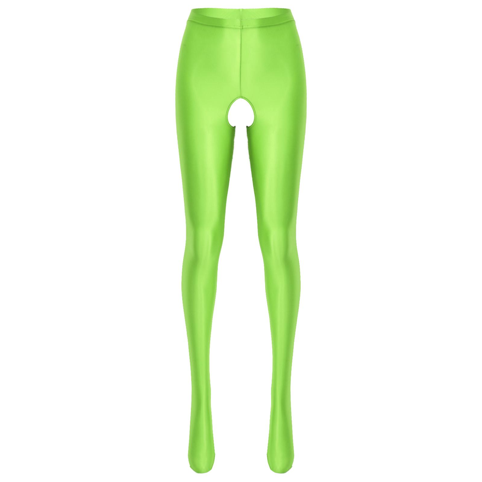 

Жіночі глянцеві колготки без промежини з високою талією, еластичні легінси, прозора нічна білизна XXL флуоресцентний жовтий колір