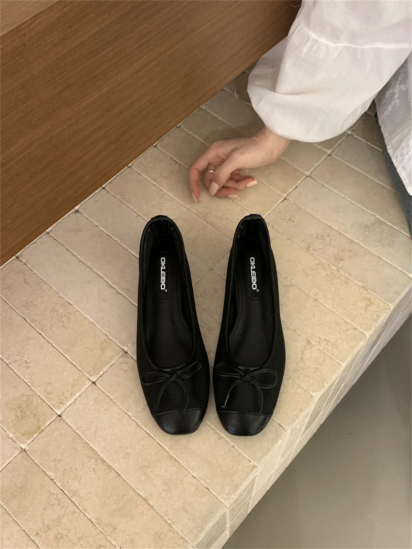 

Gentle Wind Mary Jane Shoes Women S Spring And Summer Bow Inner Height Increase Flat Bottom Commuting Shallow Mouth Single Shoes 39 чорний