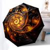 1pc Swirling Flames Design Automatic Open/Close Umbrella, Folding Compact Umbrella with Lightweight Design for Women/Men Yy251011054