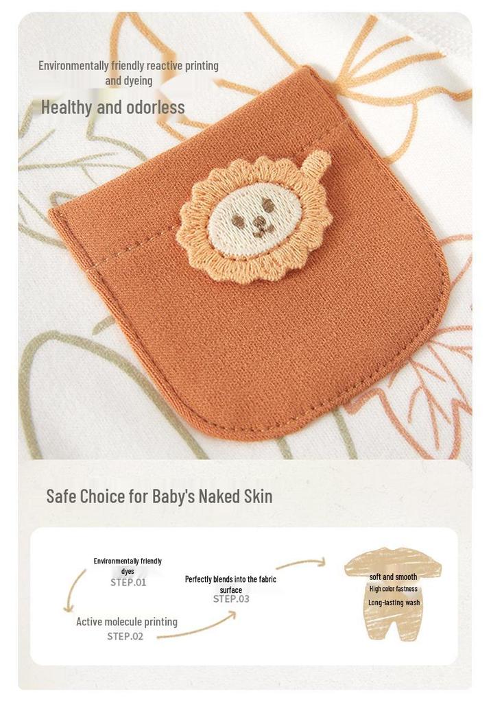 Autumn/Winter Pure Cotton Bodysuit for Babies - No-Bone Design for Indoors & Outdoors
