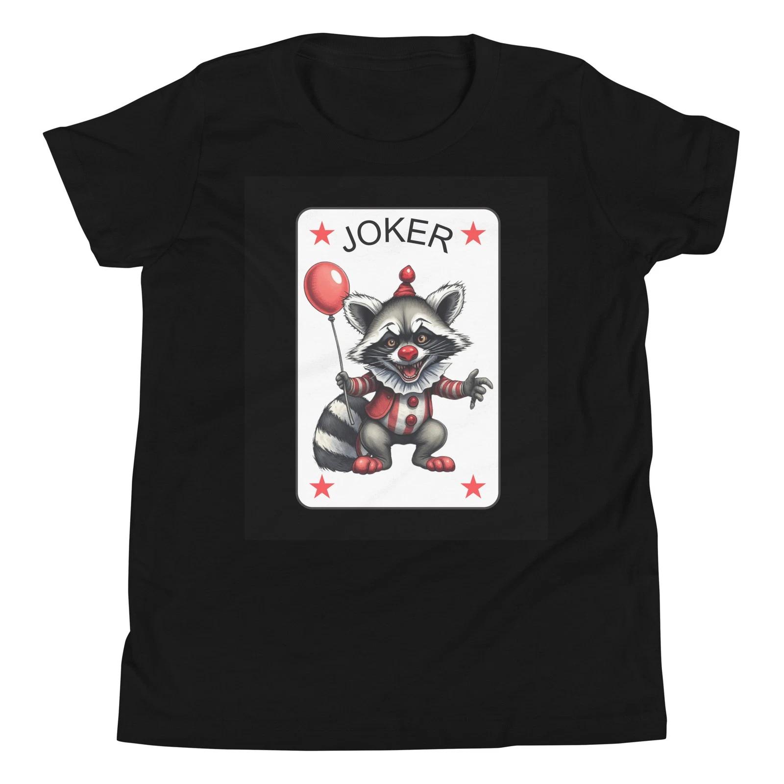 Raccoon Court Jester Clown Playing Card Halloween Costume Youth T-Shirt 150