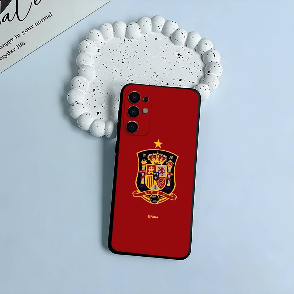 Spanish Flag Pattern Phone Case For Samsung S25,S24,S21,S22,S23,S30,Ultra,S20,Plus,Fe,Lite,Black Soft Silicone
