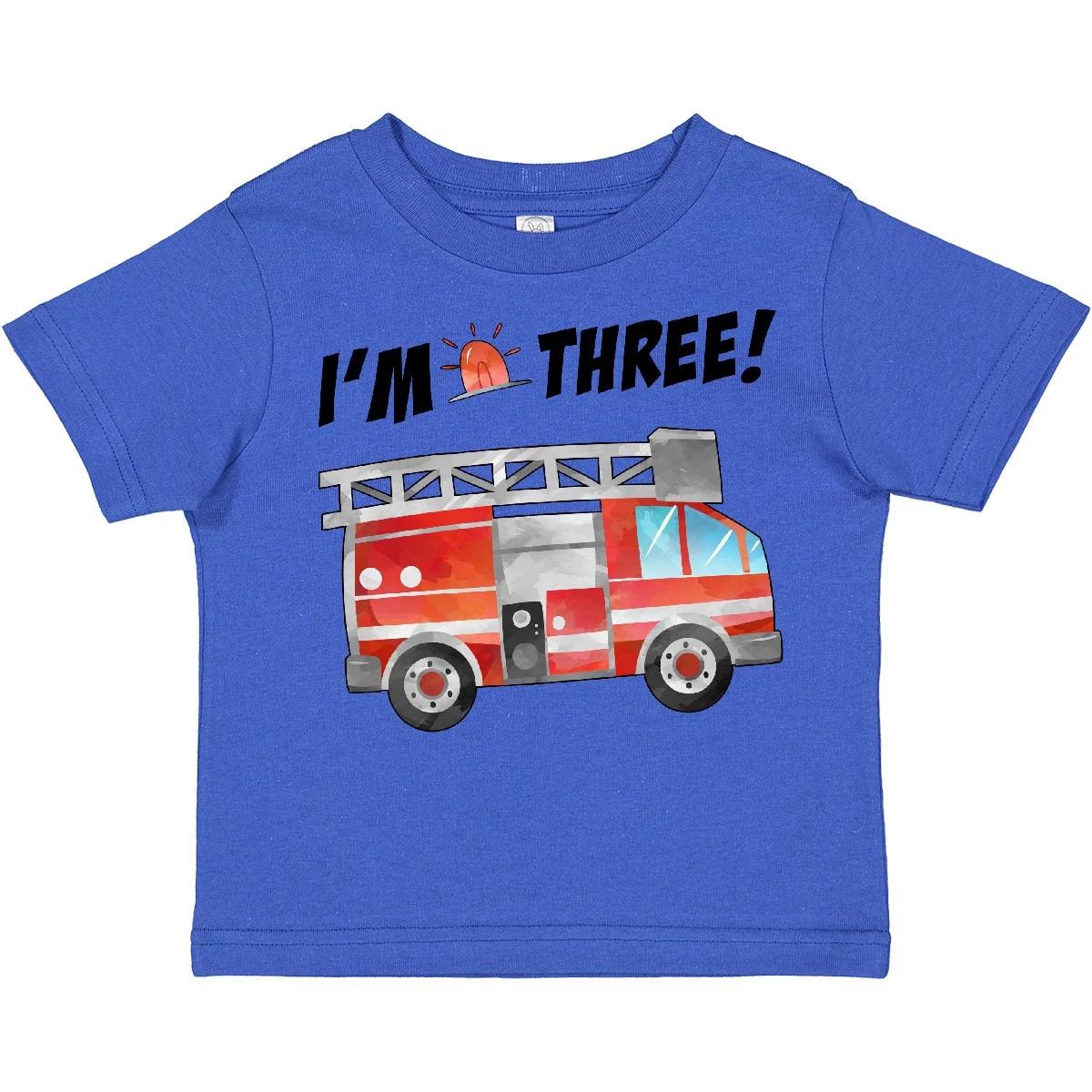 

Inktastic I m 3 Fire Truck 3rd Birthday Toddler kids boys T-Shirt Birthdays Engine Party 100
