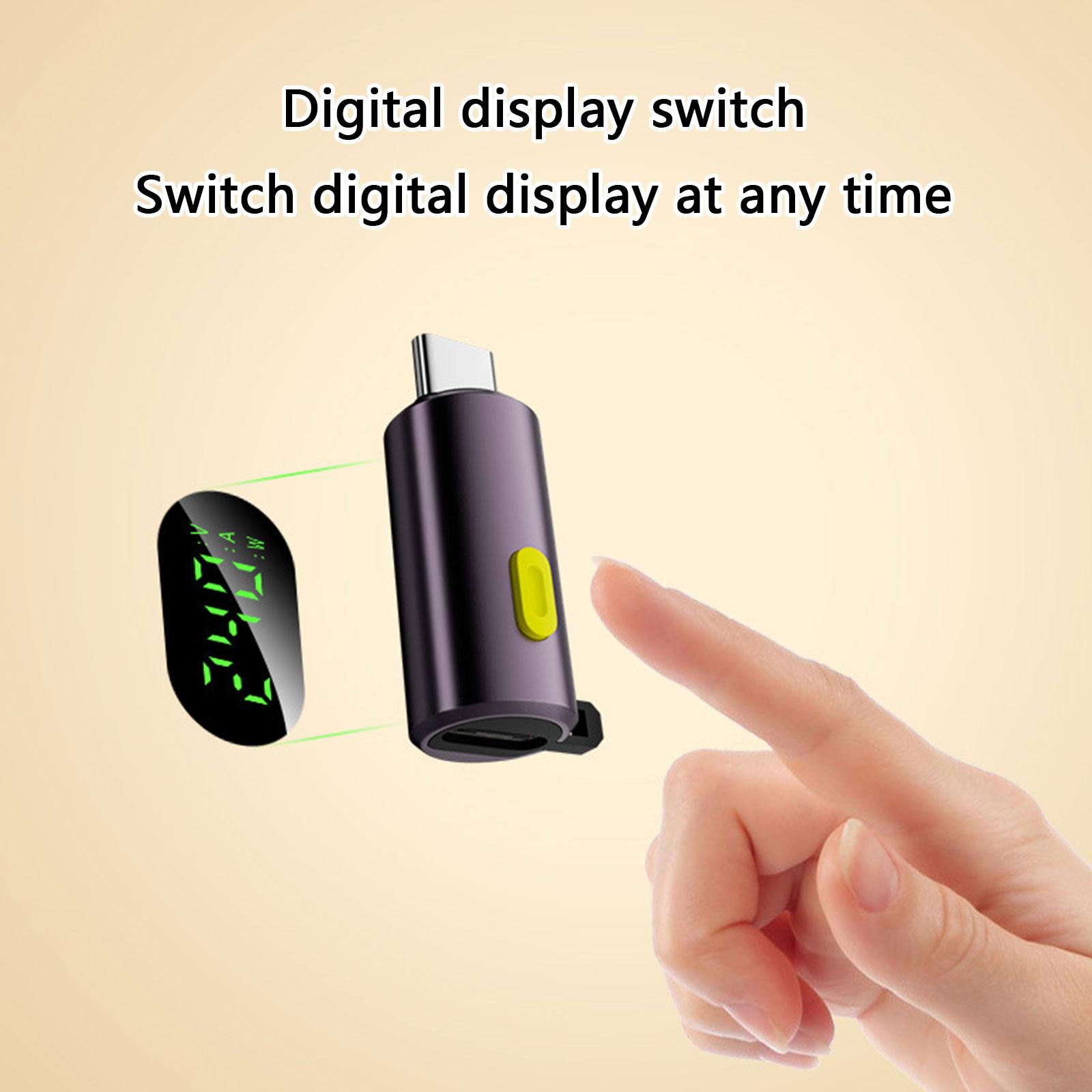 

Металлический USB-C адаптер 240 Вт для зарядки и 8K@60 Гц видеовыхода, USB-C удлинитель с цифровым экраном, дизайн с переключением питания фиолетовый