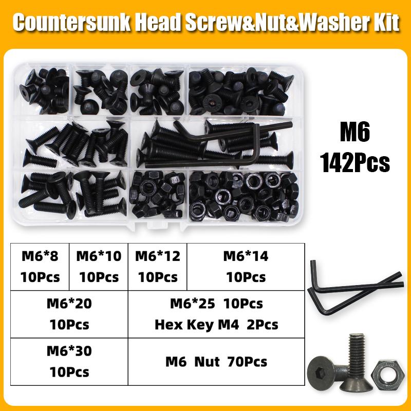 3045P Hex Hexagon Socket Countersunk Head Screw M2- M8 Carbon Steel Flat Head Bolt and Nut Washer Screws 10.9 Grade Alloy Steel