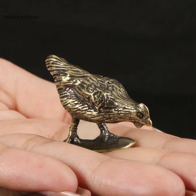 Neue Antike Solide Hühner fressen Reis Tee Haustier Miniaturfiguren Antiker Taschenhahn Schreibtischornament Heimdekoration Handwerk