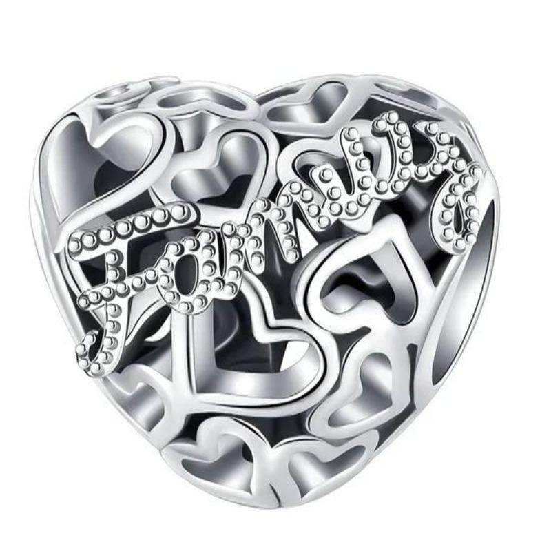 Nya Hjärtformade Berlocker Kopparblomma Evig Kärlek Pärlor Passar Originalarmband Halsband För Kvinnor DIY Smycken Gåva